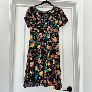Anthropologie Maeve Black Floral Dress